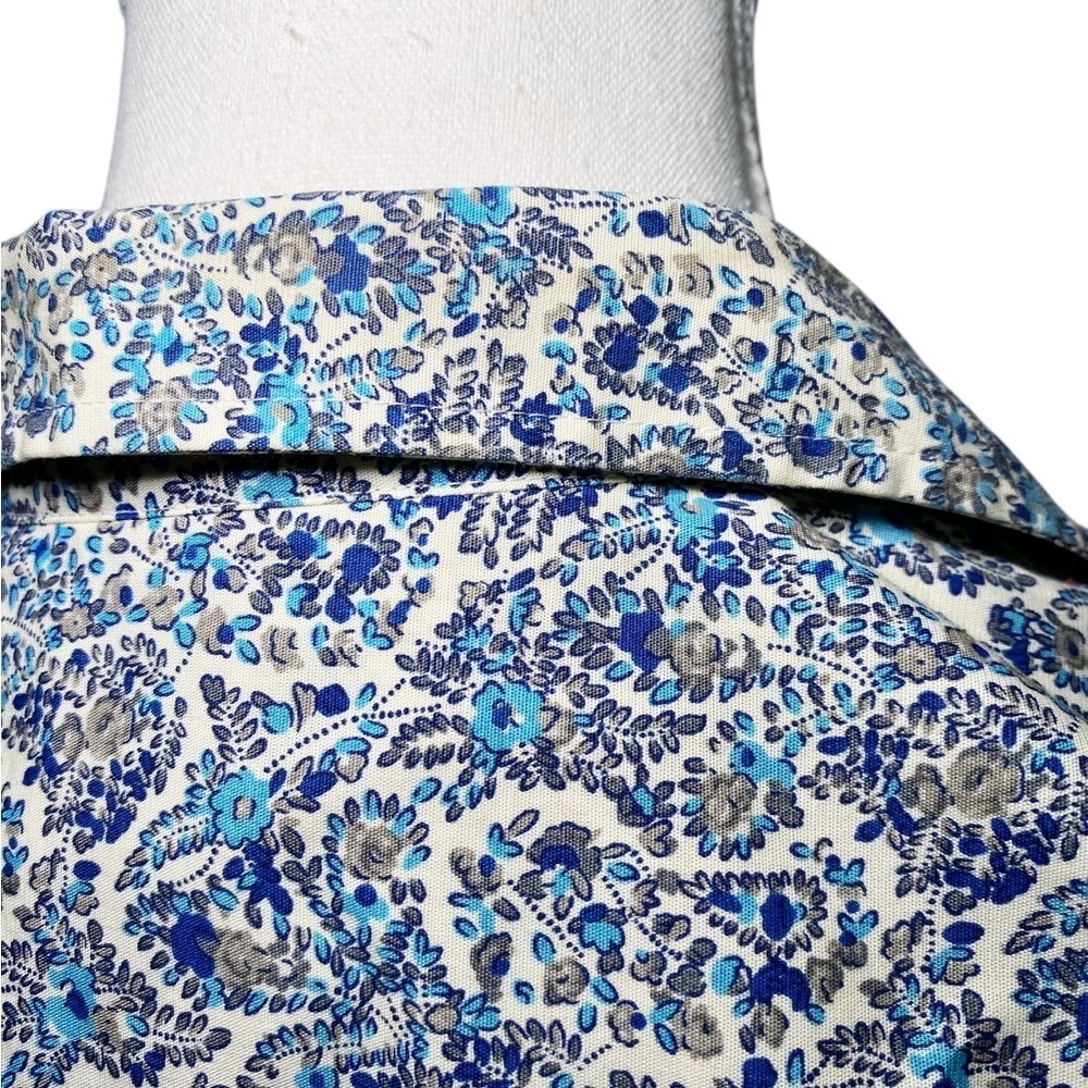 Lands’ End Blue and White Paisley Long Sleeve Button Down Shirt - Picture 7 of 14